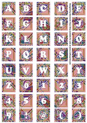 Pink Paisley Weave Alphabet Tile Embellishment Sheet