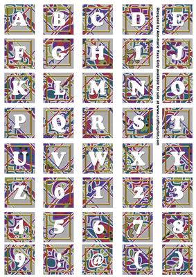 Silver Paisley Weave Alphabet Tile Embellishment Sheet