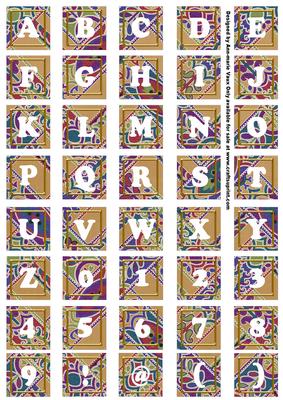 Vtea Paisley Weave Alphabet Tile Embellishment Sheet