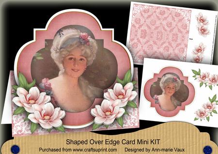 Pink Magnolia Lady Fancy Over 3D Mini Card Kit
