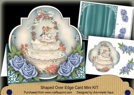 Vintage Wedding Cake Blue Fancy Over 3D Mini Card Kit