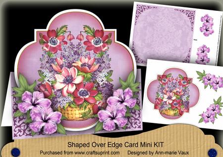 Lilac Flower Basket Fancy Over 3D Mini Card Kit