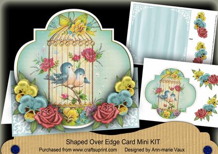 Teal Birdcage Lovebirds Fancy Over 3D Mini Card Kit