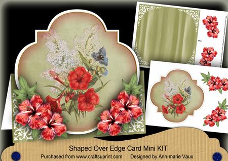Red Hibiscus Fancy Over 3D Mini Card Kit