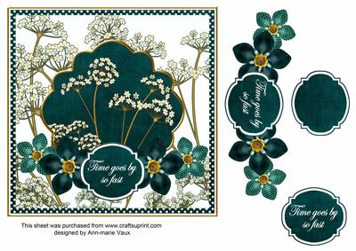 Peacock Dotty Fmk Time Goes 7in Time Flower Decoupage Topper