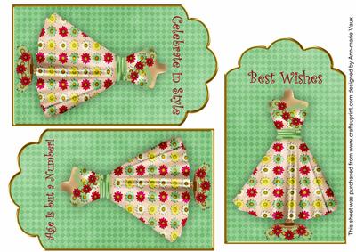 Retro Daisy Dress Birthday Mix2 Fashion Tag Sheet