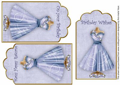 Blue Birdy Dress Birthday Mix1 Fashion Tag Sheet
