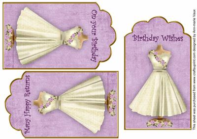Cream Lilac Rose Dress Birthday Mix1 Fashion Tag Sheet