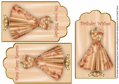 Peach Rose Dress Birthday Mix1 Fashion Tag Sheet