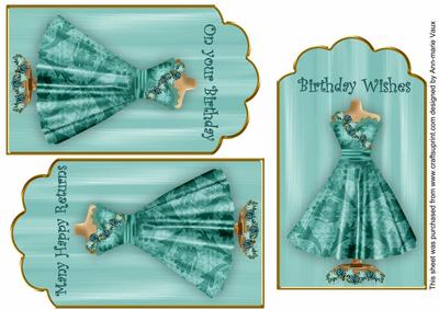 Peacock Rose Dress Birthday Mix1 Fashion Tag Sheet