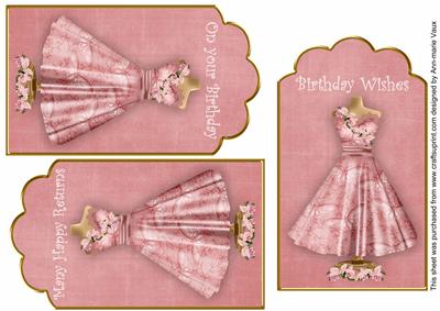 Pink Butterfly Dress Birthday Mix1 Fashion Tag Sheet