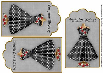 Black Red Dress Birthday Mix1 Fashion Tag Sheet