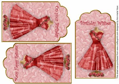 Red Butterfly Dress Birthday Mix1 Fashion Tag Sheet