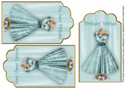 Teal Birdy Dress Birthday Mix1 Fashion Tag Sheet