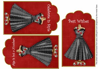 Red Black Rose Dress Birthday Mix2 Fashion Tag Sheet