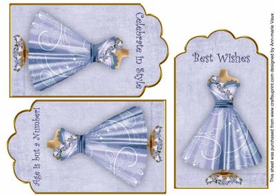Blue Birdy Dress Birthday Mix2 Fashion Tag Sheet