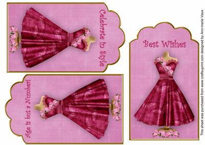 Cerise Butterfly Dress Birthday Mix2 Fashion Tag Sheet