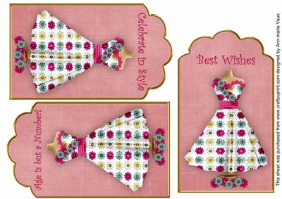 Cerise Daisy Dress Birthday Mix2 Fashion Tag Sheet