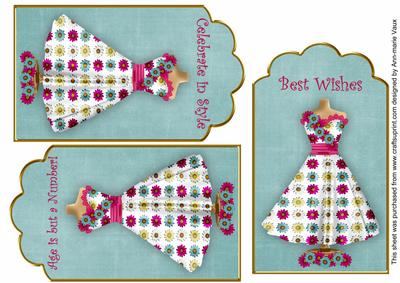 Cerise Teal Daisy Dress Birthday Mix2 Fashion Tag Sheet
