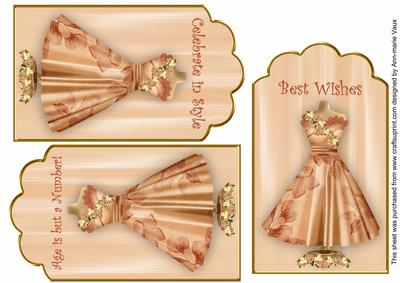 Peach Rose Dress Birthday Mix2 Fashion Tag Sheet