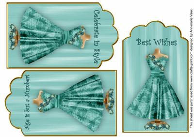 Peacock Rose Dress Birthday Mix2 Fashion Tag Sheet