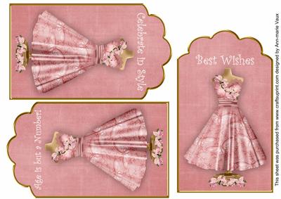 Pink Butterfly Dress Birthday Mix2 Fashion Tag Sheet