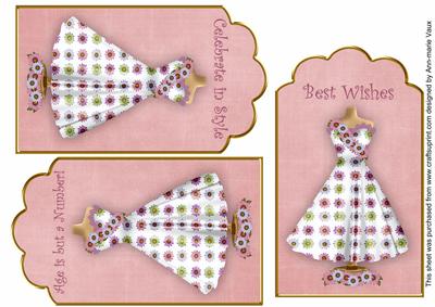 Pink Daisy Dress Birthday Mix2 Fashion Tag Sheet