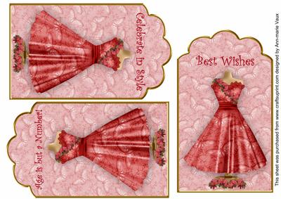 Red Butterfly Dress Birthday Mix2 Fashion Tag Sheet