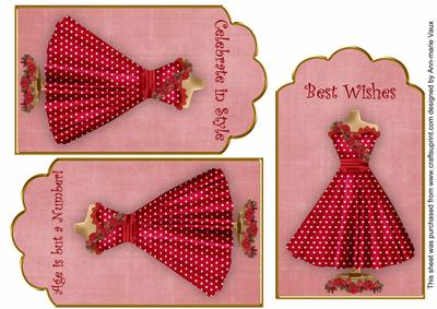 Red Pink Rose Dress Birthday Mix2 Fashion Tag Sheet
