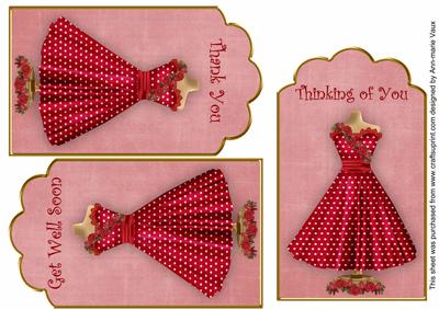 Red Pink Rose Dress General Mix Fashion Tag Sheet