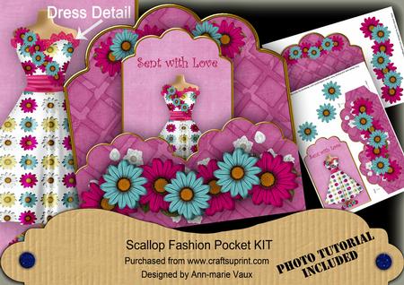 Cerise Daisy Sent with Love Scallop Fashion Tag Cf Mini Kit