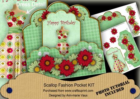 Retro Daisy Happy Birthday Scallop Fashion Tag Cf Mini Kit