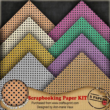 Black Dotty Colours2 Scrapbooking 8 Paper Kit