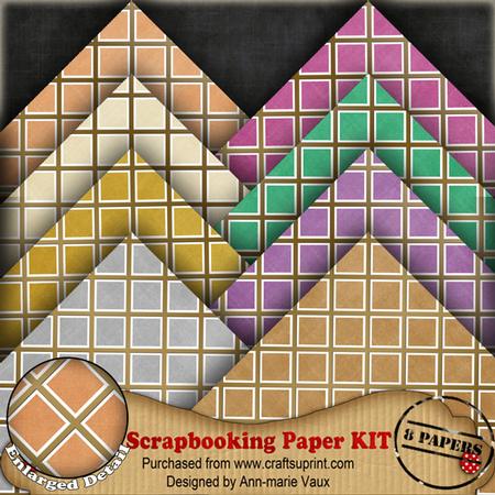 Gold Lattice Colours2 Scrapbooking 8 Paper Kit