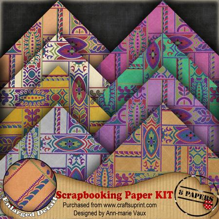 Paisley Weave Colours2 Scrapbooking 8 Paper Kit