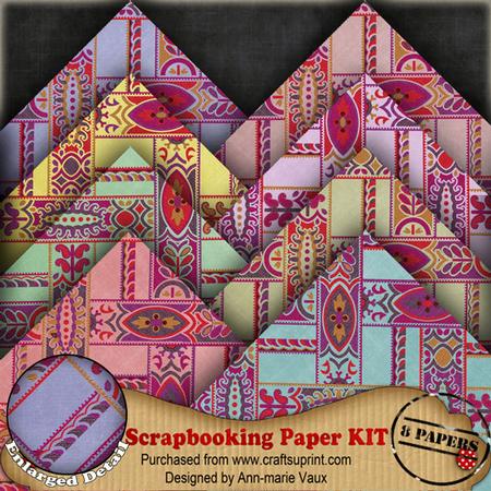 Pink Weave Colours1 Scrapbooking 8 Paper Kit