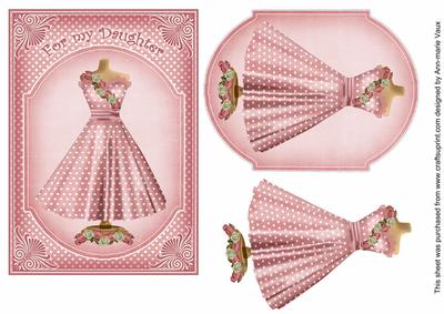 Pink Dotty My Daughter 7x5inch Fashion Topper