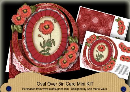 Red Poppy Oval Over 3D Mini Card Kit