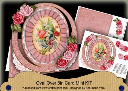 Floral Mix Bouquet Oval Over 3D Mini Card Kit