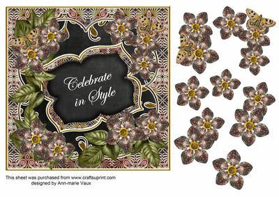 Black Met Fleur Celebrate in Style 7in Fancy Deco Topper