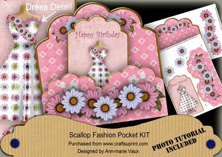 Pink Daisy Happy Birthday Scallop Fashion Tag Mini Kit