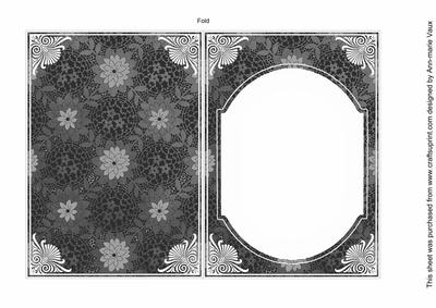 Black Lace Flower Fashion Base 7x5in Folded Insert