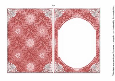Pink Lace Flower Fashion Base 7x5in Folded Insert