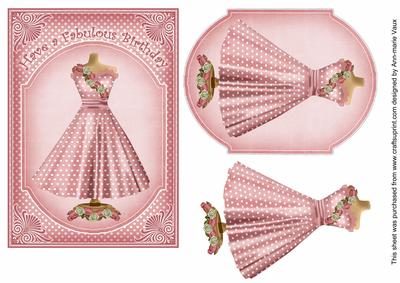 Pink Dotty Fabulous Birthday 7x5inch Fashion Topper