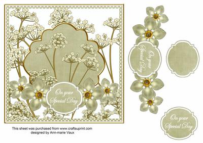 Olive Dotty Fmk Special Day 7in Time Flower Deco Topper