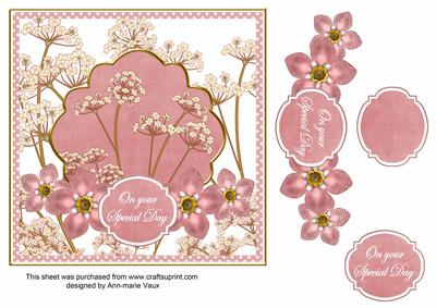 Pink Dotty Fmk Special Day 7in Time Flower Deco Topper