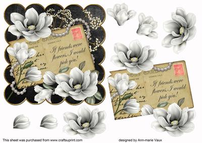 Blk Sil Magnolia If Friends -  6in Decoupage Topper