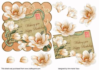 Peach Magnolia Happy Birthday 6in Step by Step