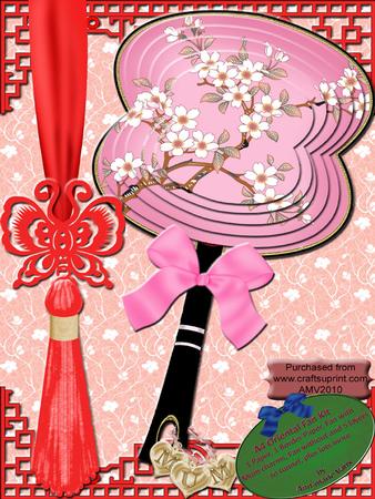 Mums Cherry Blossom A4 Oriental Hand Fan Kit
