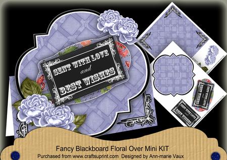 Blue Rose Best Wishes Blackboard Over 3D Card Kit